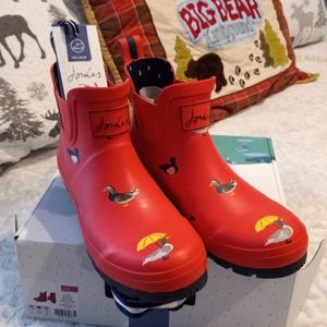 Joules Red Wellibob boots with Ducks